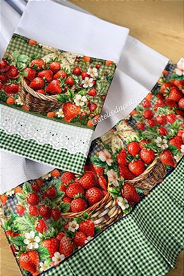 Dupla pano de prato/copa - Morangos