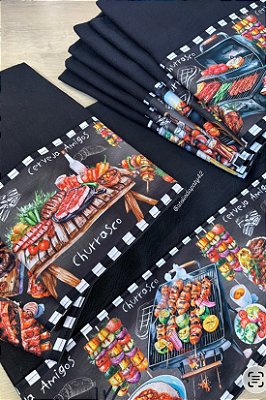 Pano de prato/copa Avulsos na cor Preta - Churrascada