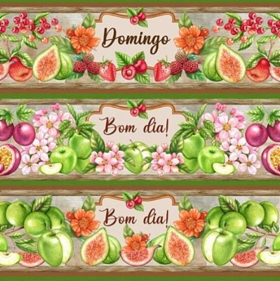 Tecido Tricoline Barrado Digital Semaninha das Frutas (0,55cmx1,50mt)