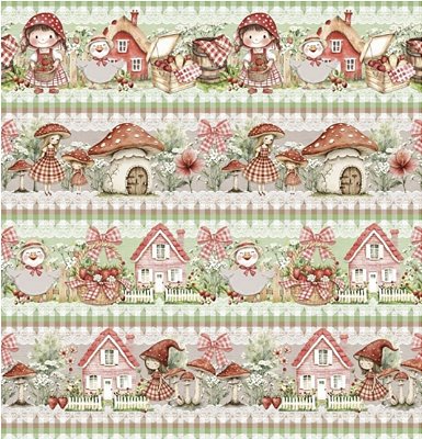 Tecido Tricoline Barrado Digital Cogumelos (0,55cmx1,50mt)