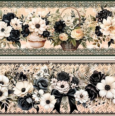 Tecido Tricoline Barrado Digital Ópera Floral (0,55cmx1,50mt)