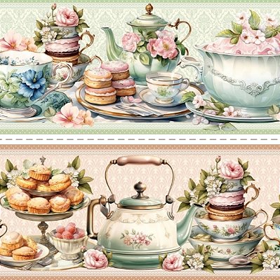 Tecido Tricoline Barrado Digital Chá da Realeza (0,55cmx1,50mt)