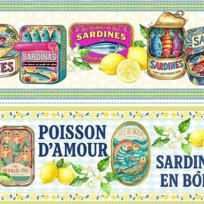 Tecido Tricoline Barrado Digital Sardinhas (0,55cmx1,50mt)