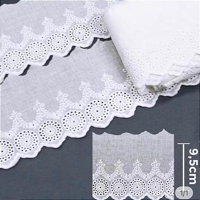 Bordado inglês 100% algodão - BA024-001 - ArtePunto (9,5cmx13,7mt)