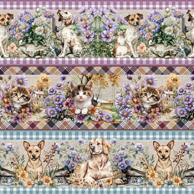 Tecido Tricoline Barrado Digital Pets (0,55cmx1,50mt)