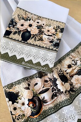 Dupla pano de prato/copa - Ópera Floral