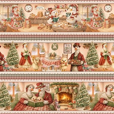 Tecido Tricoline Barrado Digital Natal em Família 100% algodão (55cmx1,50mt)