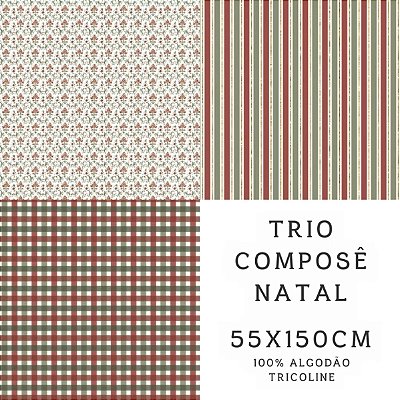 Tecido Tricoline Digital Composê Ursos Natalinos (55cmx1,50mt)