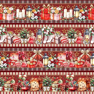 Tecido Tricoline Barrado Digita Mesa de Natal 100% algodão (55cmx1,50mt)