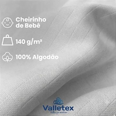 Tecido Fralda Quadriculada Valletex 100% algodão (1mtx80cm) branca
