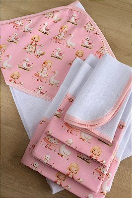 Kit Enxoval de bebê (fraldas e toalha fralda com capuz) Meninas e Patos