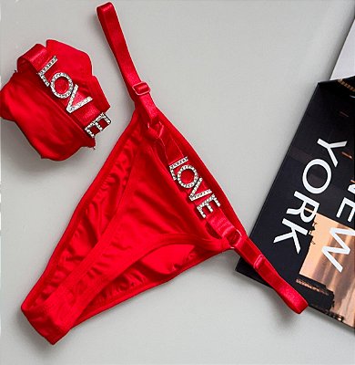 Calcinha Love G / GG Vermelha e Preta