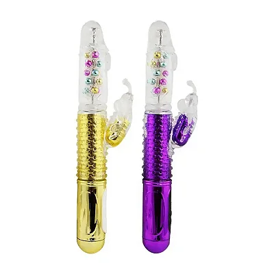 Vibrador vai e vem rotação e estimulador de clitóris borboleta