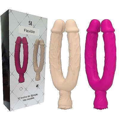 Pênis Duplo com Vibro Flexível