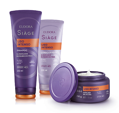 Combo Siàge Liso Intenso: Shampoo 250ml + Máscara 250g + Condicionador 200ml