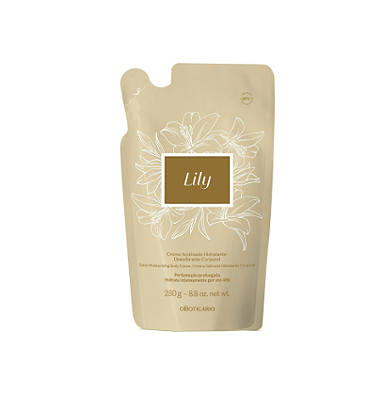 Refil Creme Acetinado Hidratante Desodorante Corporal Lily 250g
