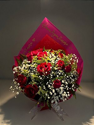 Buquê de 12 Rosas Vermelhas Love Red