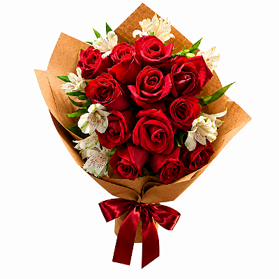 Buquê de 12 Rosas Vermelhas Love Red