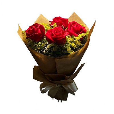 Buquê de 4 Rosas Vermelhas Love Red
