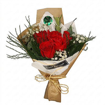 Buquê de 5 Rosas Love Red