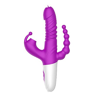 Vibrador Vai e Vem com Sugador de Clitóris e Estimulador de Ânus - LIBB