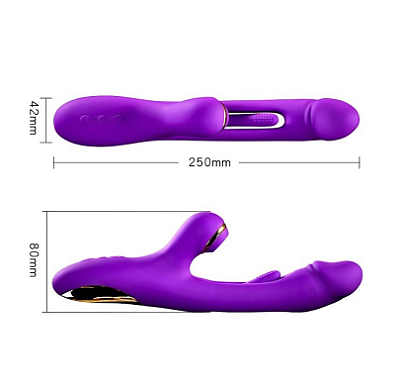 VIBRADOR COM ESTIMULADOR DE CLITÓRIS E COM VIBRAÇÃO, PULSAÇÃO E TAPA