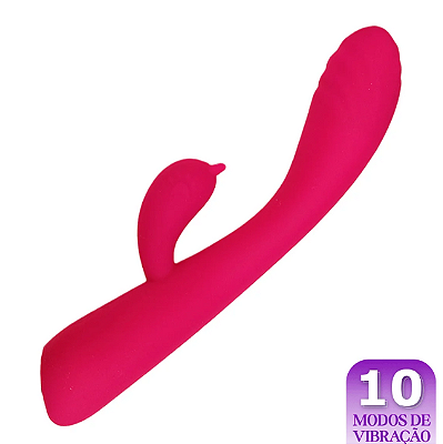 VIBRADOR HYD-028 FLEXÍVEL COM ESTIMULADOR DE CLITÓRIS