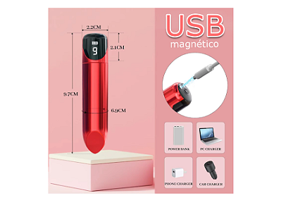 Vibrador Batom Bullet com LED Recarregável (ZD16HS)