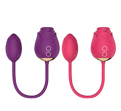 DOUBLE Sugador de Clitóris em Formato de Rosa com Bullet Vibratório - LIBB