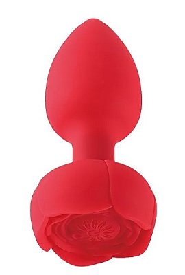 Plug Anal Vibratório com Formato de Rosa e App- Vermelho