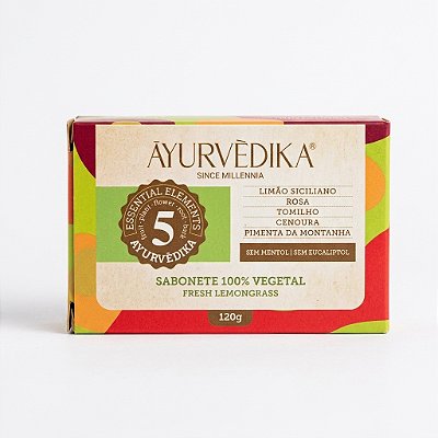 Sabonete 100% Vegetal - Fresh Lemongrass 120g - Ayurvedika