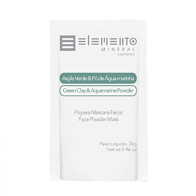 Argila Verde com Pó de Aguamarinha 30g - Elemento Mineral