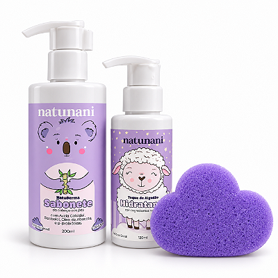 Kit NatuDerma Banho de Coala + Toque de Algodão | Pele Sensível + Esponja Nuvem de Brinde