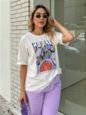 T-Shirt estampada Figos - off white