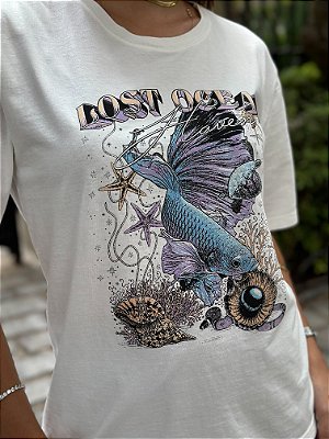 T-Shirt estampada Lost Ocean - off white