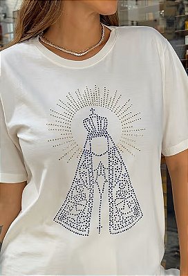 T-Shirt estampada Nossa Senhora Aparecida - off white
