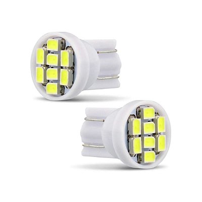 LAMPADA LED T10 PINGO ESMAGADO 8LED/3LED CABEÇA RETA (UN) - VELOX