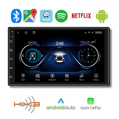 CENTRAL MULTIMIDIA ANDROID 7" COM APPLE CARPLAY E ANDROID AUTO 2GB/32GB (SEM FIO) - KX3