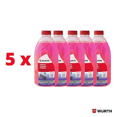 KIT 5 x FLUIDO DE RADIADOR ORGÂNICO ROSA 1 LITRO - WURTH 0893012100