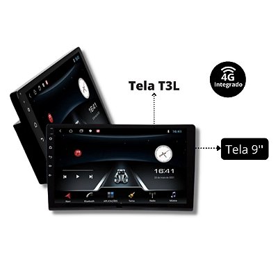 CENTRAL MULTIMÍDIA UNIVERSAL T3L QUAD CORE PREMIUM 9" 2DIN USB/BT/GPS/DVD/IPOD/RADIO - KRONOS