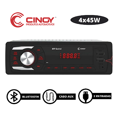 SOM AUTOMOTIVO USB/BT 4x45W 2xUSB - CINOY