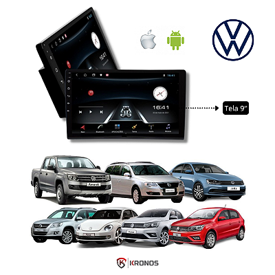 CENTRAL MULTIMÍDIA AMAROK 11/16 FOX 15/ GOL/SAV/VOY G7/G8 JETTA 07/17 FUSCA 13/16 TIGUAN 09/16 QUAD COMPLETA 9" KRONOS T