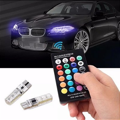 KIT LAMPADA PINGO LED T10 RGB C/CONTROLE
