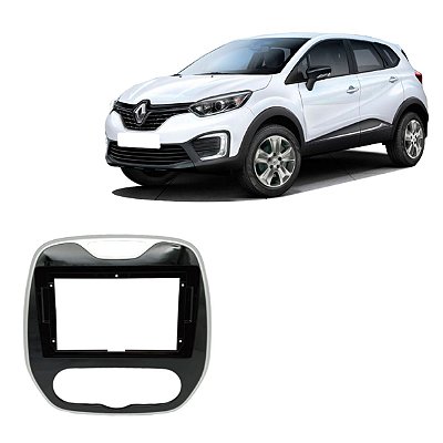 MOLDURA PAINEL 9" CAPTUR 17/21 2DIN - BLACK PIANO COM FRISO PRATA - 4221MD FIAMON