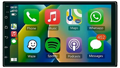 CENTRAL MULTIMIDIA MP5 7" (TELA AHD) APPLE CARPLAY ANDROID AUTO (S/ FIO)  - KX3