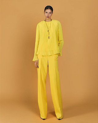 BLUSA PLISSADA ONDAS AMARELA - TAM 34 (PP)