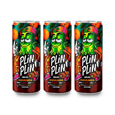 Cerveja Plin Plin Artesanal Lager Terpenada Bud California Orange Pack 3 Unidades