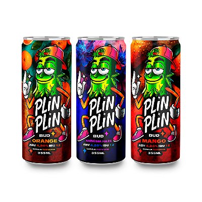Cerveja Plin Plin Artesanal Lager Terpenada Bud Orange Mango Amnésia Pack 3 Unidades