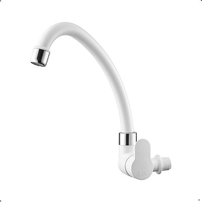 Torneira Bica Móvel de Parede 1/4 Volta Branco/Cromada Herc