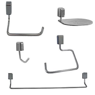 Kit Acessórios Para Banheiro com 5 Peças Linha Città Steel